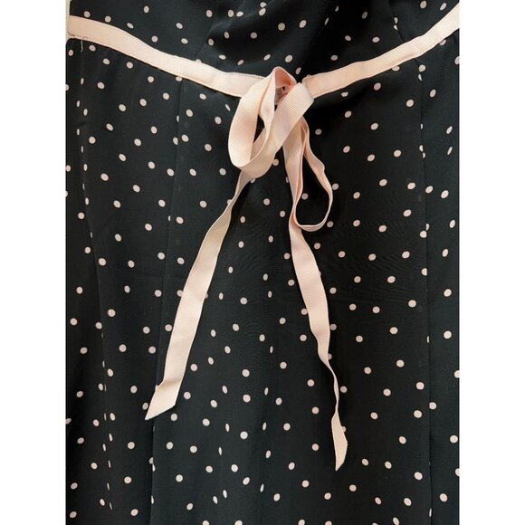 Emergency Exit Womens A-Line Dress Size 7 Black Polka Dot Sleeveless Tie Waist - Picture 3 of 9